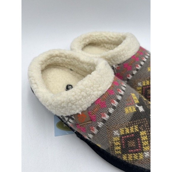 NEW Acorn FAIRISLE HOODBACK Women's Slipper Black Multi US Size 5-6 No Box - Picture 3 of 10